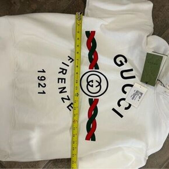 Men's Gucci FIRENZE 1921 cotton hoodie interlocking G/web stripe small/medium - Picture 14 of 16